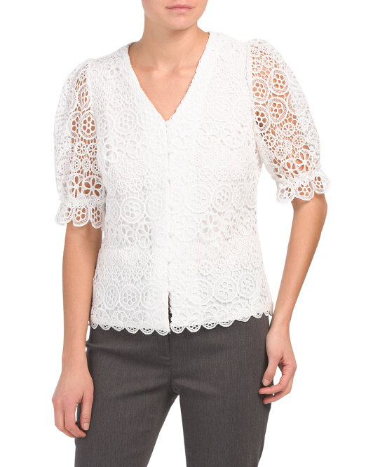Lace Top With Button Front