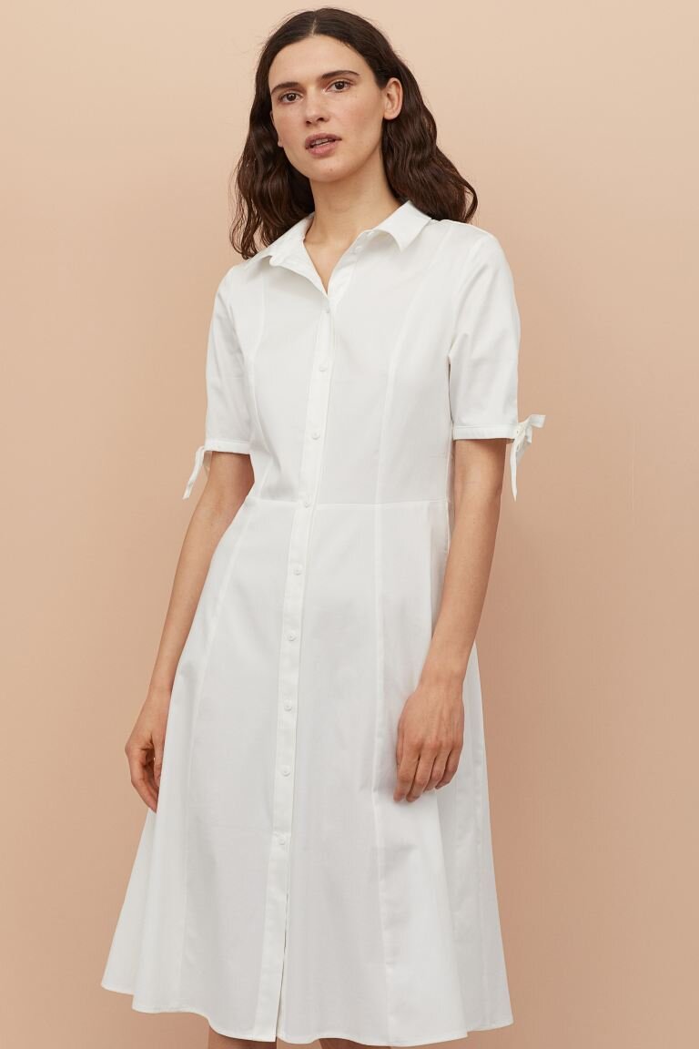 H&amp;M white cotton Shirt dress