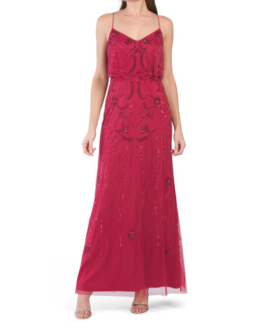 ADRIANNA PAPELL Beaded Popover Gown