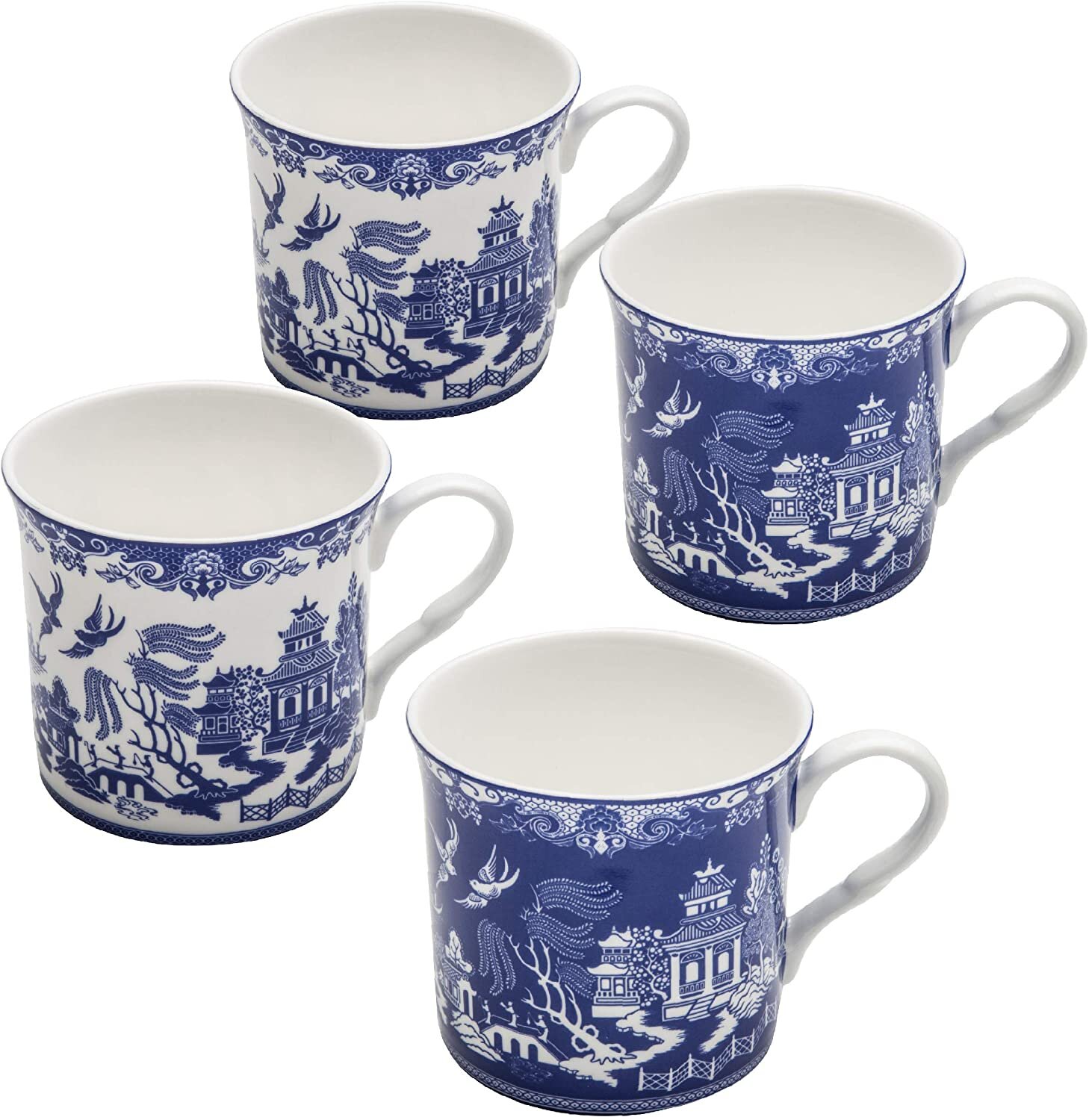 blue and white mug set