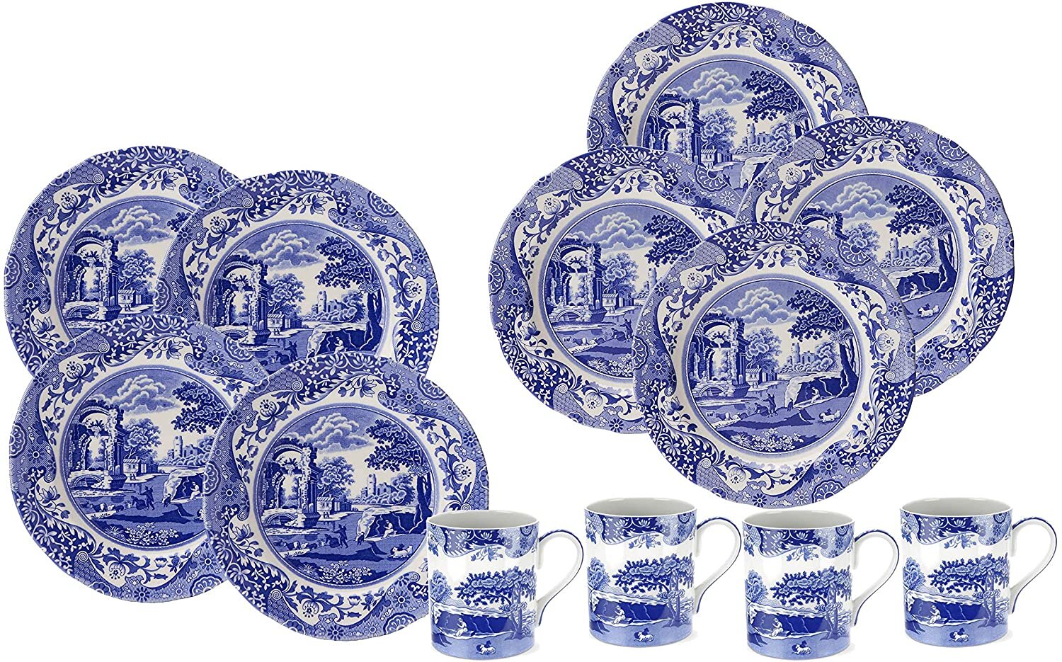 spode blue and white dinner set