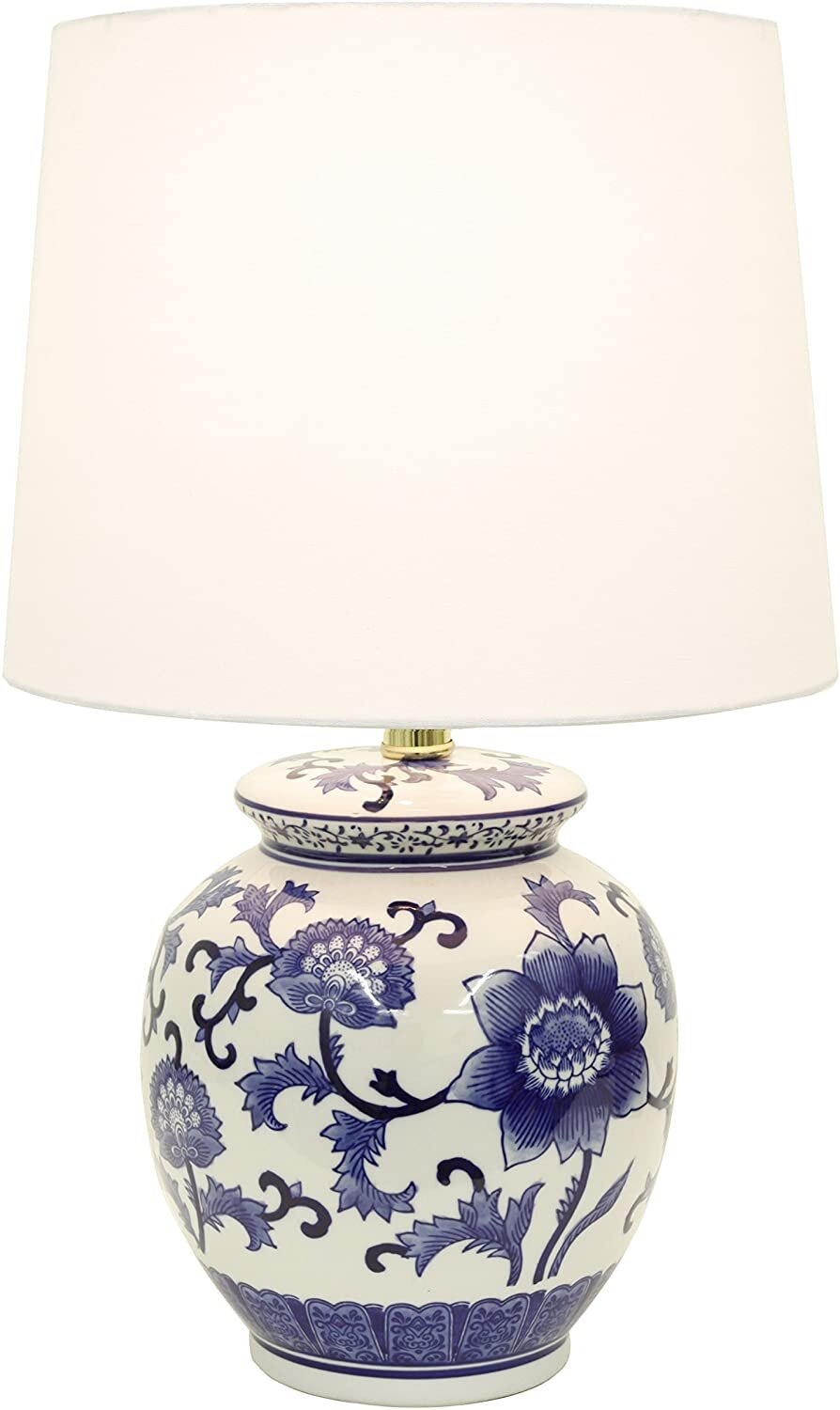 blue and white table lamp 