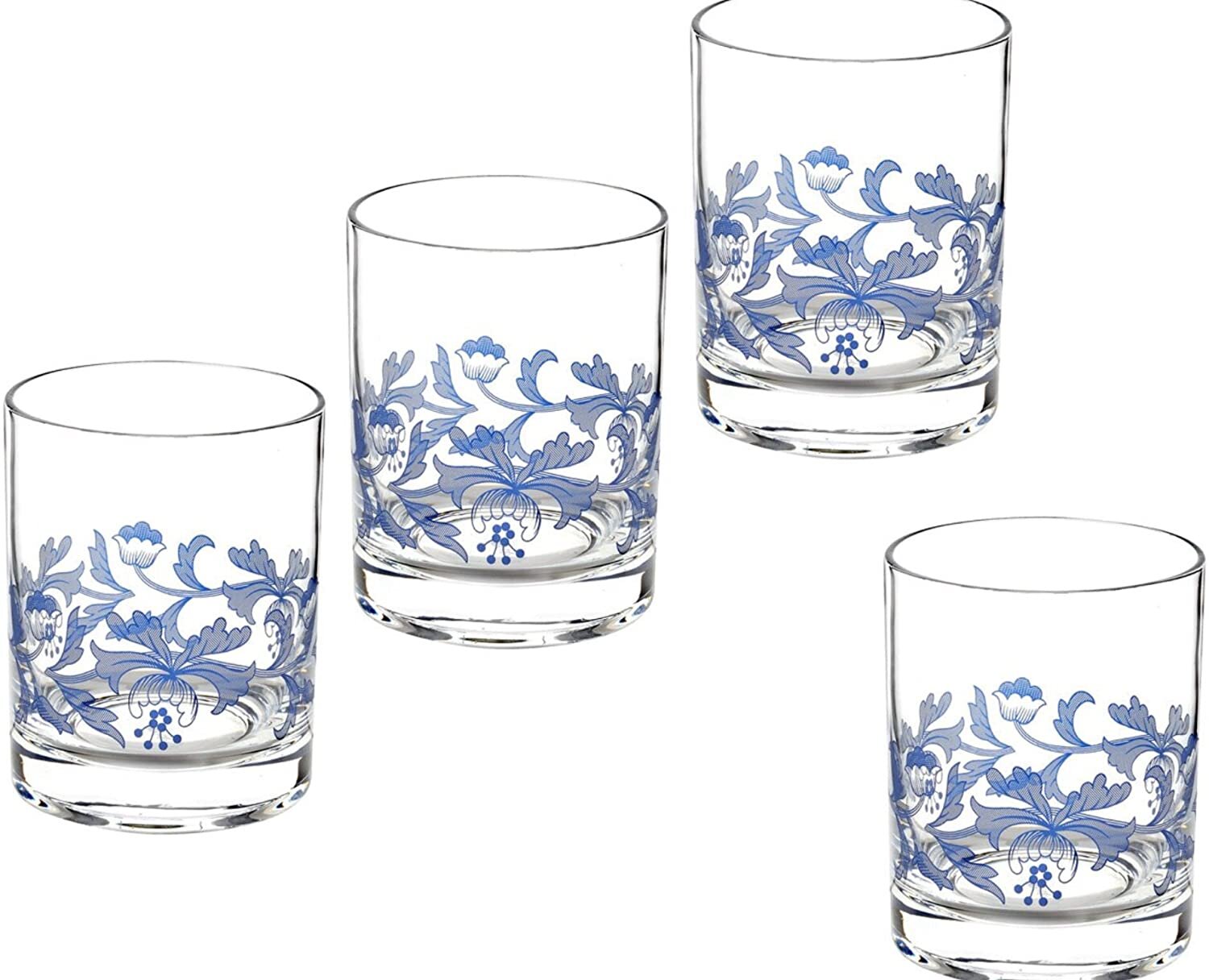 blue and white drinking glasses set