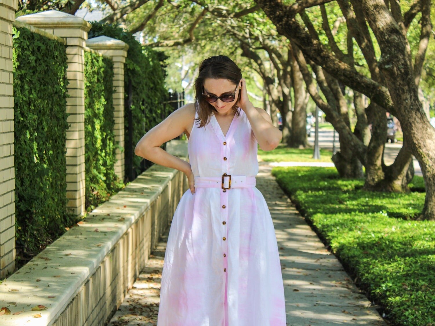 Solid and stripes tie-dye ballet maxi dress