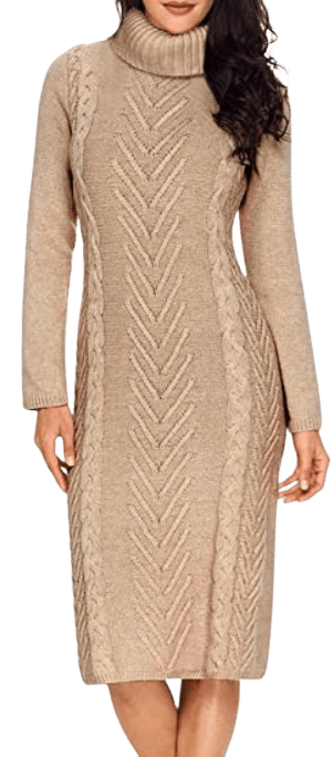 Cable knit sweater dress