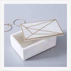 Brass Inlay Marble Box - Rectangle