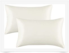 Bedsure Satin Pillowcase for Hair and Skin Queen - Ivory Silk Pillowcase 2 Pack