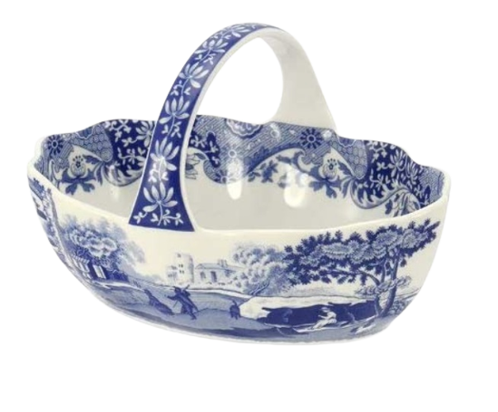 Spode Blue Italian Small Handled Basket