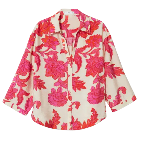 Floral-print flowy blouse