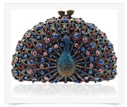Peacock Luxury Rhinestone Crystal Evening Clutch Bag Sparkly Bride Wedding Party Purses for Women