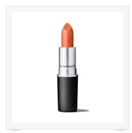 MAC pearlescent red orange lipstick