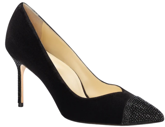 Sarah Flint Perfect Pump 85 in Black Velvet &amp; Crystal