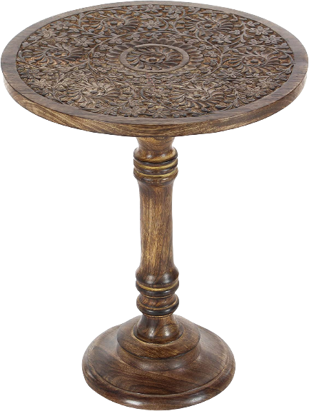 carved wood accent table