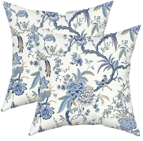 Blue and white chinoiserie pillow cases