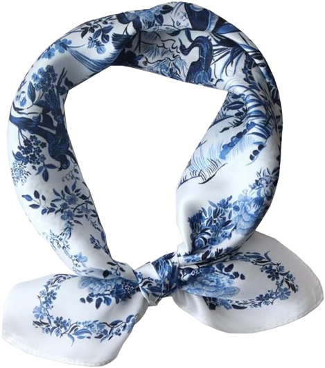 blue and white silk scarf