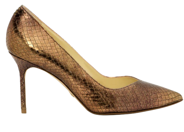 Gold Snake Embossed Leather pump