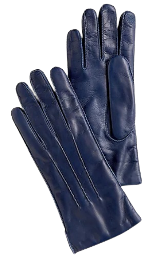 Italian leather tech-touch gloves blue