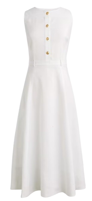 A-line midi dress in stretch linen blend