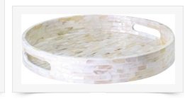 Mother of Pearl Decorative Round Serving Tray, 