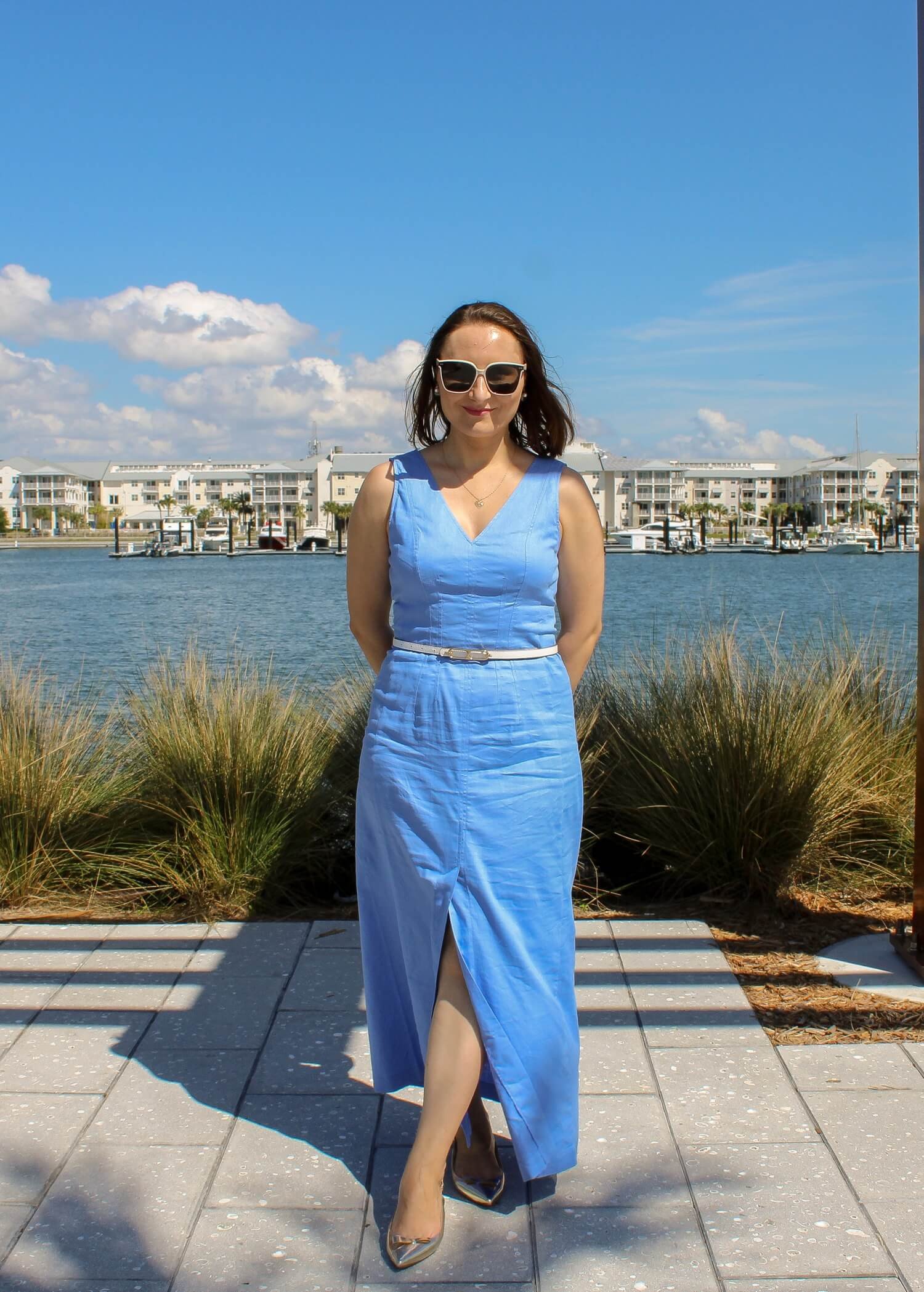 BANANA REPUBLIC FACTORY LINEN-COTTON SEAM BODICE MAXI DRESS REVIEW | Blooming Magnolias Blog | Fashion, spring dress, linen blend dress, summer dress