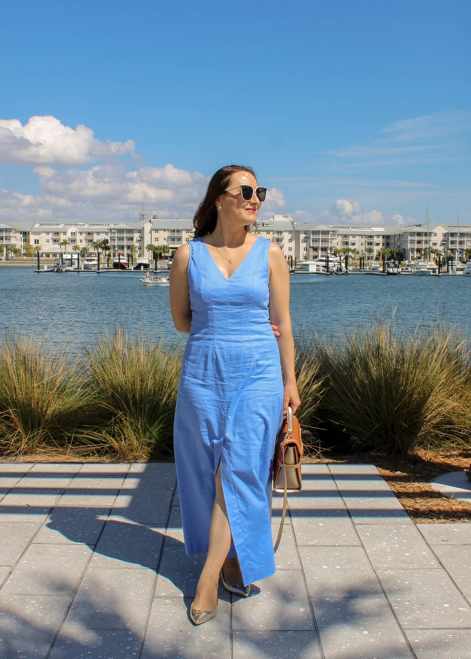 BANANA REPUBLIC FACTORY LINEN-COTTON SEAM BODICE MAXI DRESS REVIEW | Blooming Magnolias Blog | Fashion, spring dress, linen blend dress, summer dress