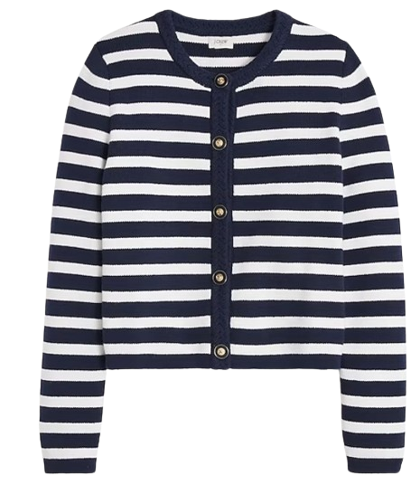 Striped cotton lady jacket cardigan sweater