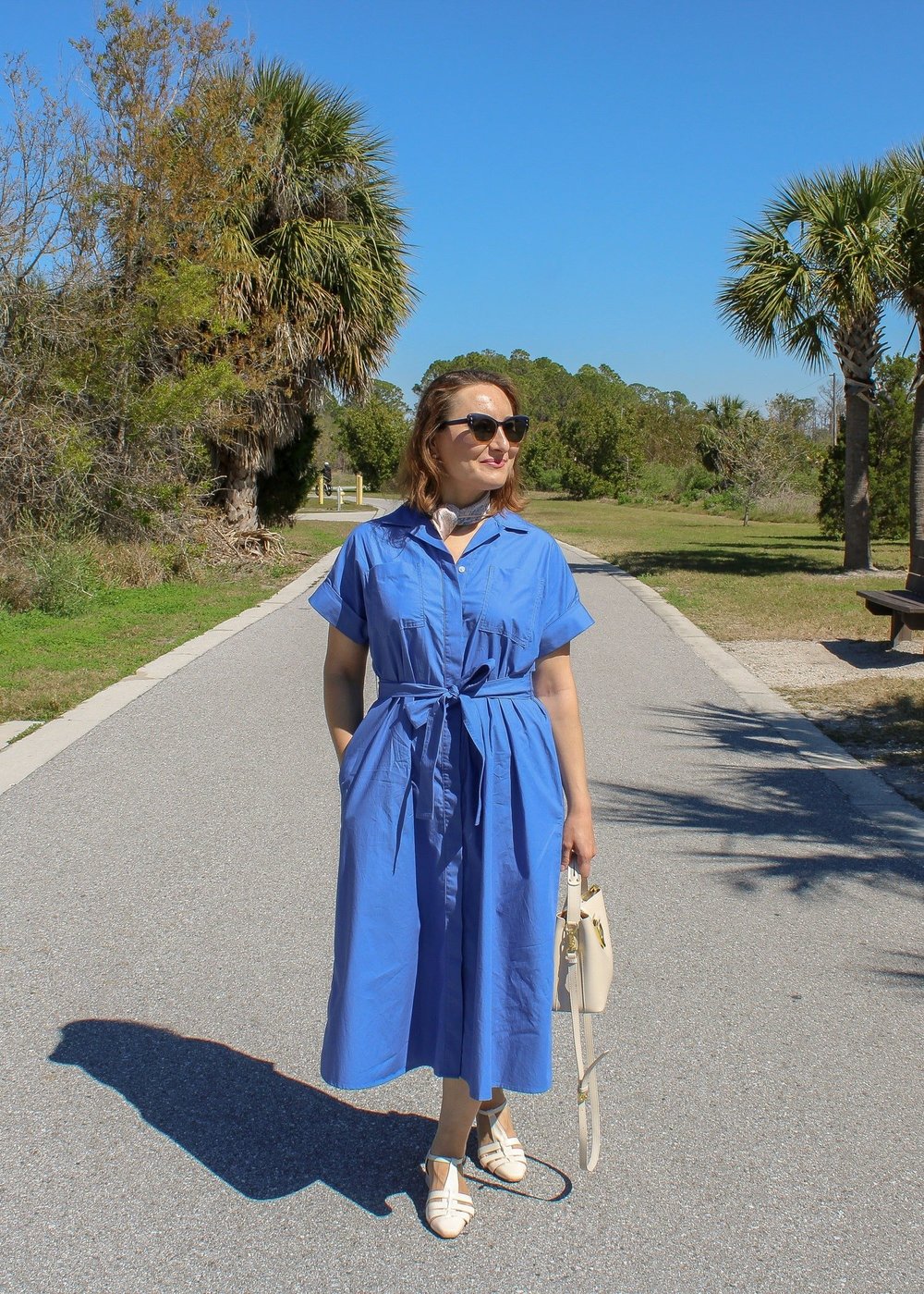 classic shirt dress Sail to Sable Blue & White Stripe Ruffle Hem Shirt Dress BLUE/WHITE / S / JM26002