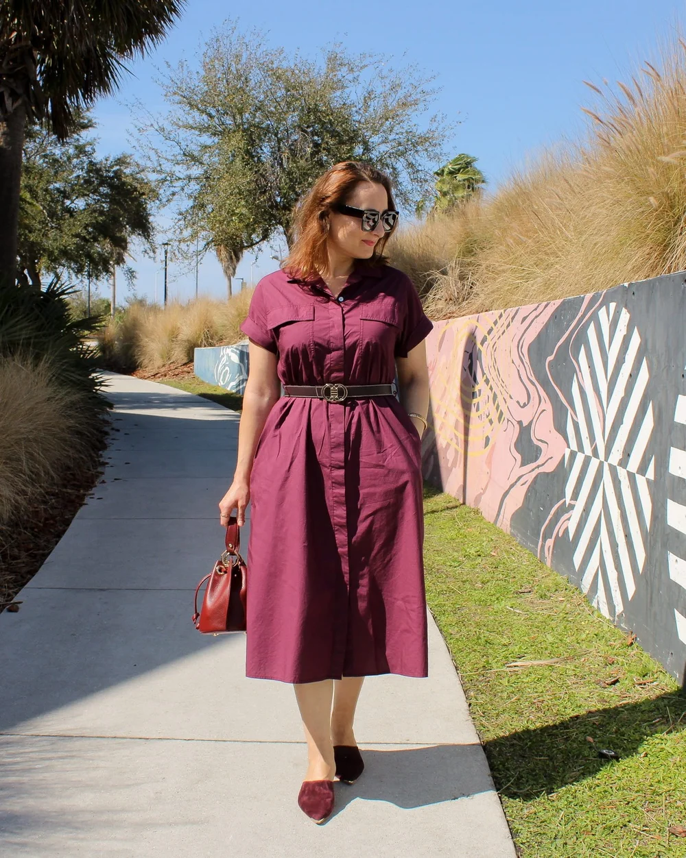 knee length dresses for ladies 100% Cotton Ivory Floral Midi Shirt Dress - Casual Dresses main image 0