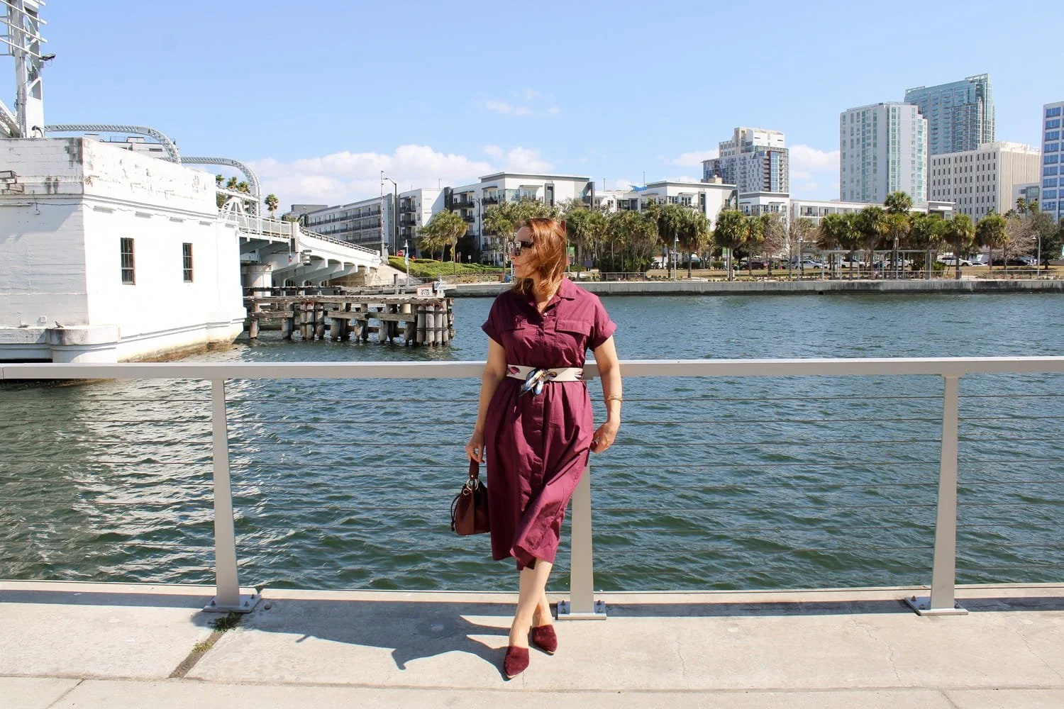 burgundy shirt dress outfit Spectre Layered Mini Shirt Dress