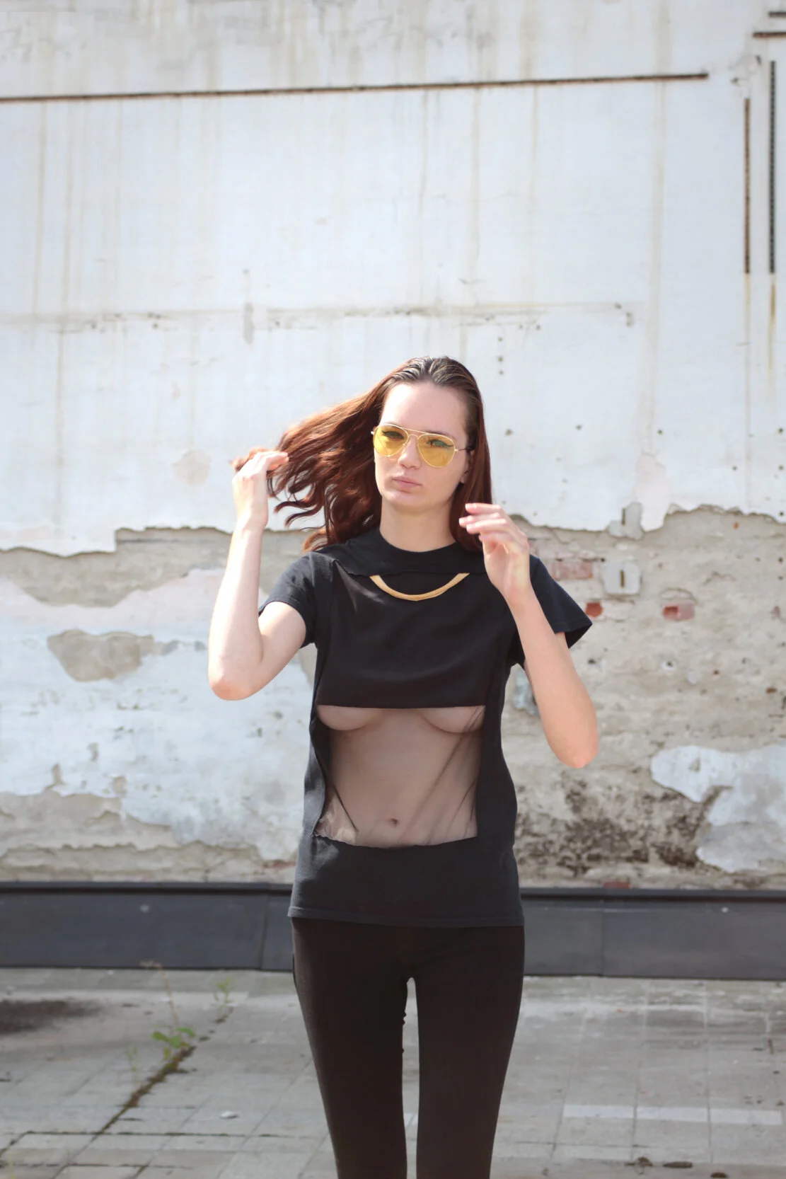 See through top with black silk — XZOUIX