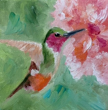 Hummingbird ~ 4x4" ~ $75 ~ Sold