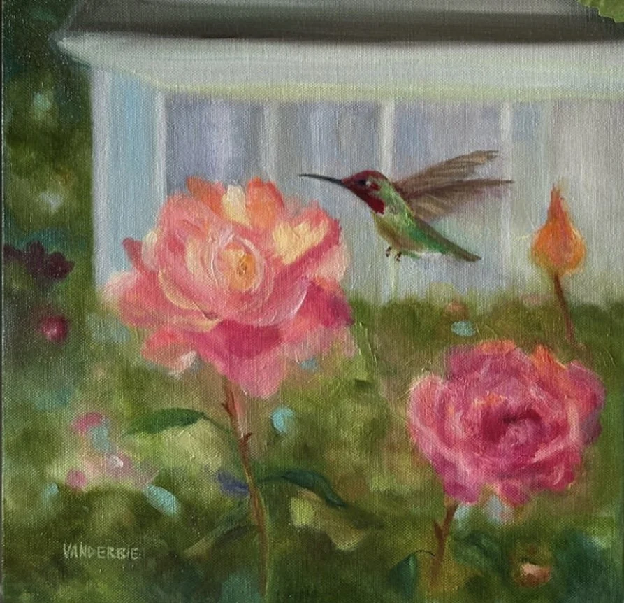 Hummers Buzzing - 12x12" - $450 - Sold