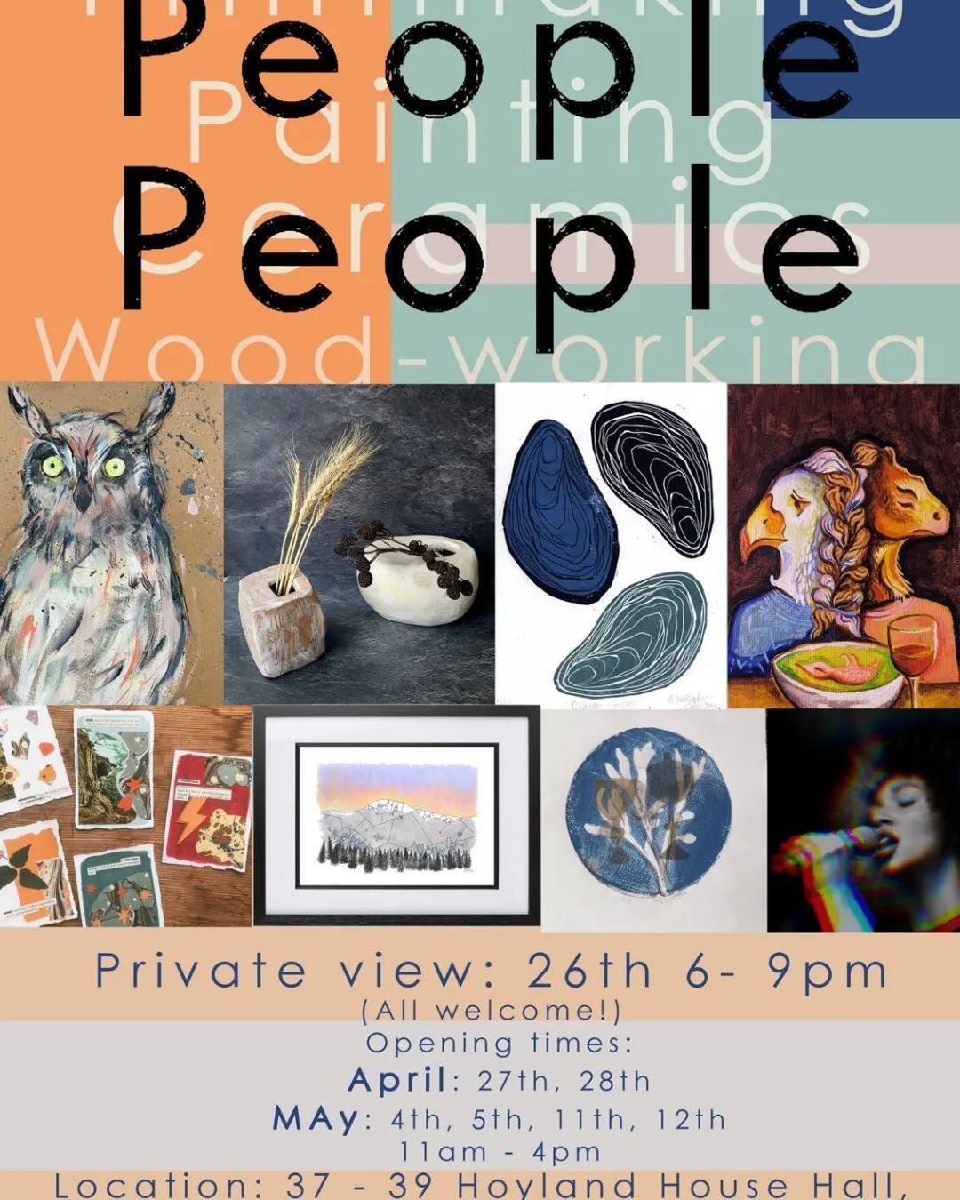 PEOPLE PEOPLE EXHIBITION
.
A collection of 18 artists are coming together for this group exhibition which starts with a prieview night next Friday 26th from 6-9pm. The exhibition will then continue on, open to the public over 3 weekends. All info abo