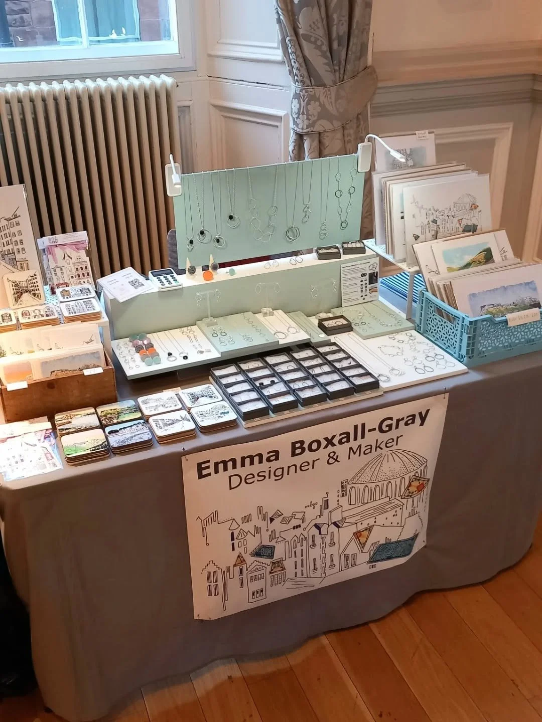@3d2devents 

All set up for this weekends market
Find me in the music room with a selection of cards, prints, coasters and a wide range of jewellery. 

2 rooms full of other wonderful stalls to visit.
Open 10.30am - 5pm sat &amp; sun

Got the lovely