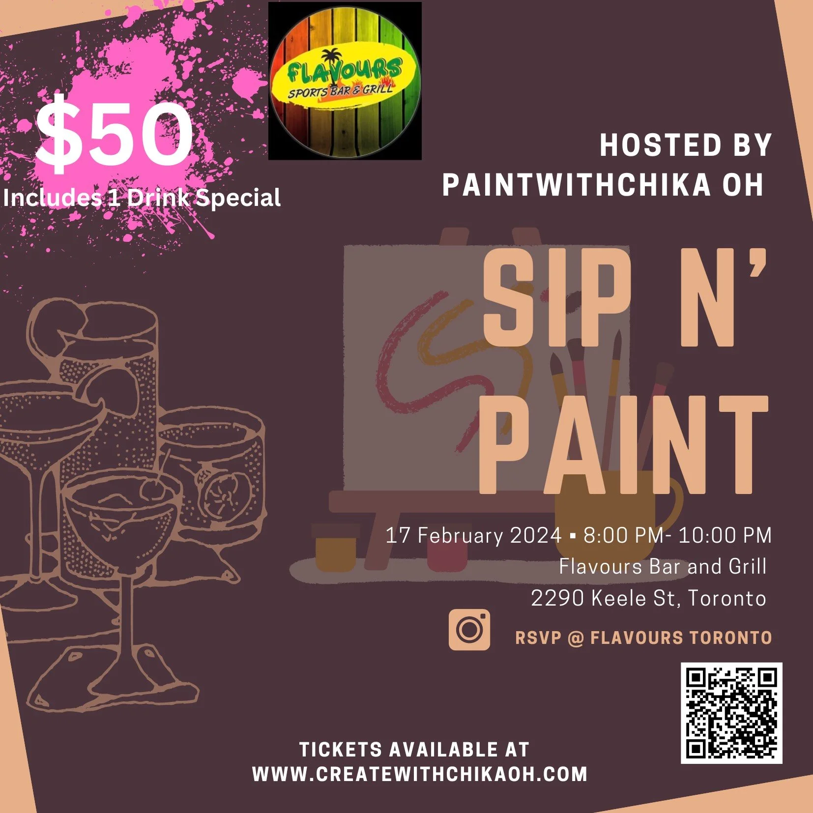 Flavours Sports Bar and Grill Restaurant: Sip and Paint Night