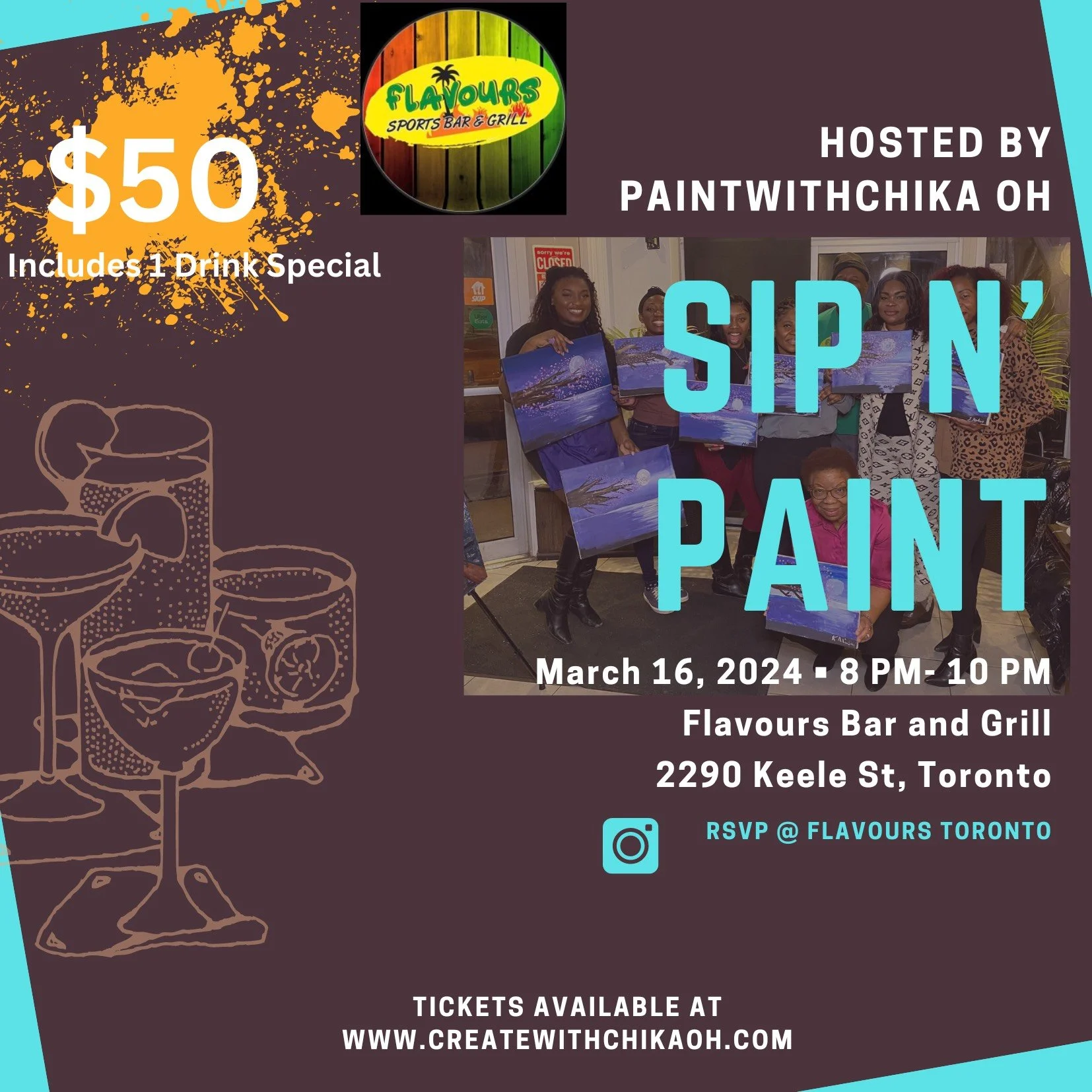 Flavours Sports Bar and Grill Restaurant: Sip and Paint Night 