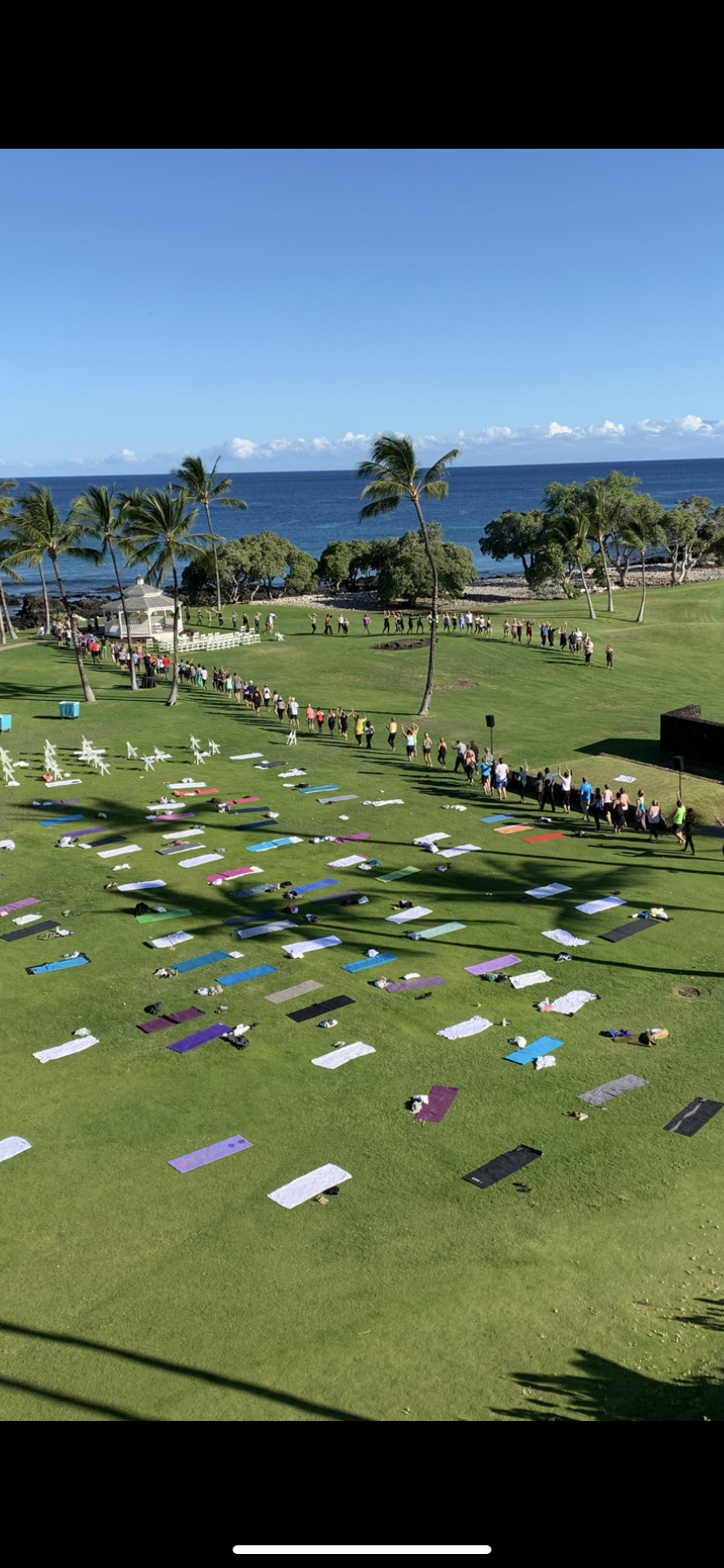 A photo of our morning yoga after sunrise meditation