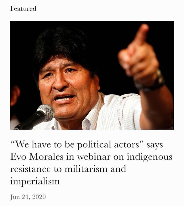Check out @laharinanda new article for the site! She writes about a webinar held by the Communist Party of Canada on Indigenous resistance to militarism and imperialism. 
Evo Morales, Kanahus Manuel and others spoke about their experiences and how co
