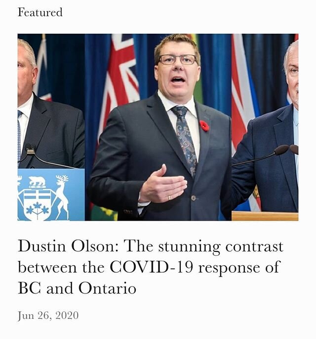 Check out Dustin Olson's new column! 
He compares the COVID-19 responses of two provincial governments. They are, Doug Ford's Ontario Conservative government and John Horgan's BC NDP government.