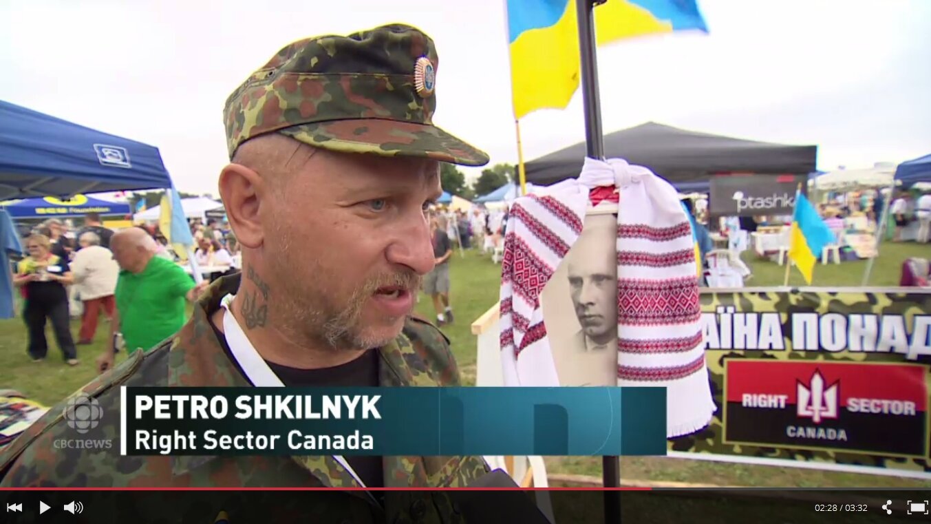 A Right Sector Canada leader speaks to CBC News, in 2014.