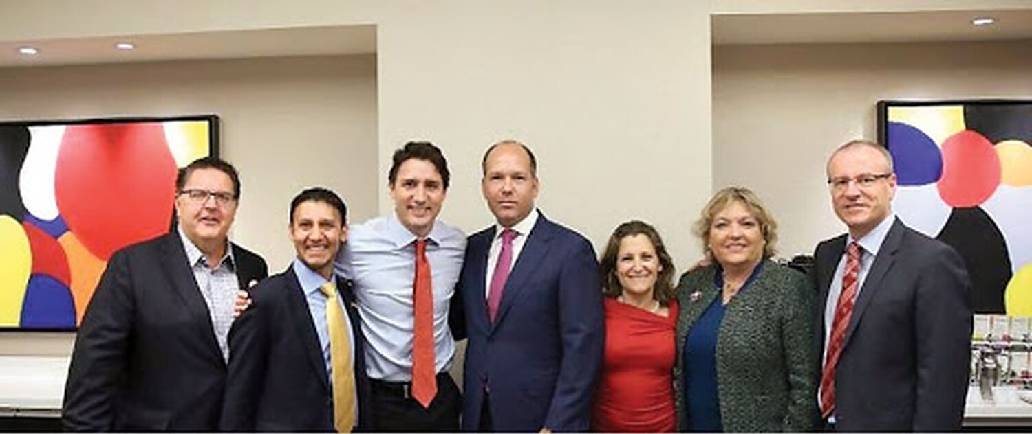 UCC President Paul Grod with Liberal PM Justin Trudeau, and Liberal MPs Chrystia Freeland and Borys&nbsp;Wrzesnewskyj.