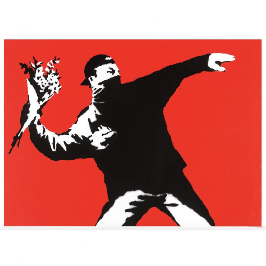 Get a Banksy Buy Banksy Flower thrower Walled off hotel
