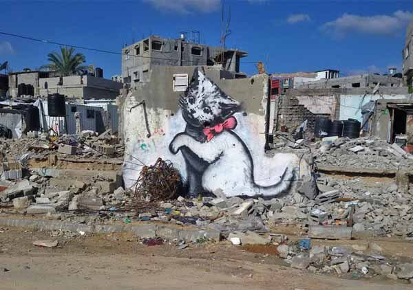  banksy cat and ball palestine gaza 