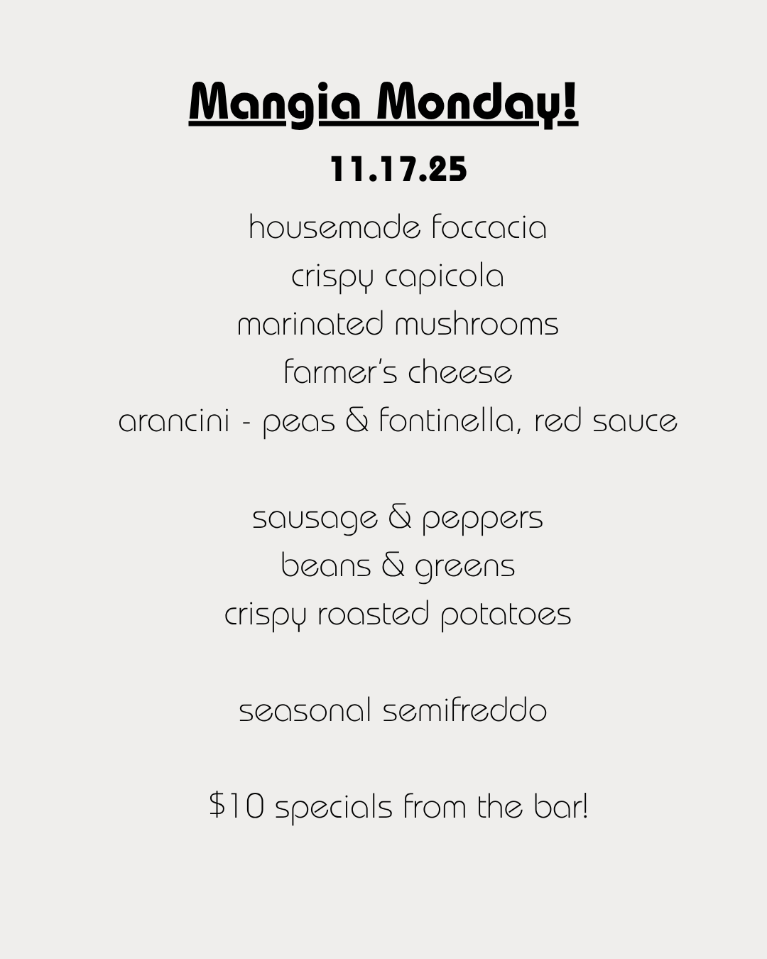 Mangia Monday!