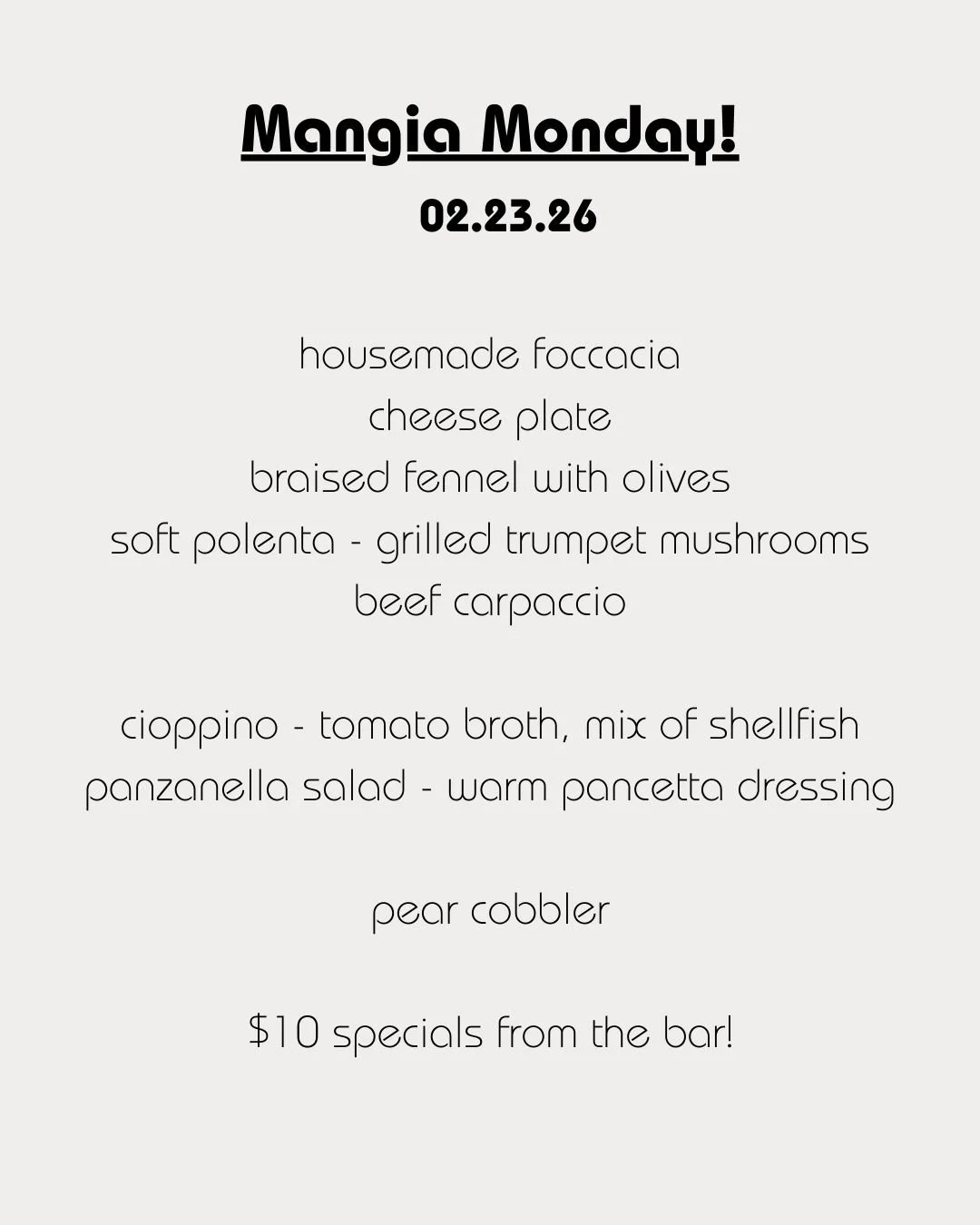 Mangia Monday!