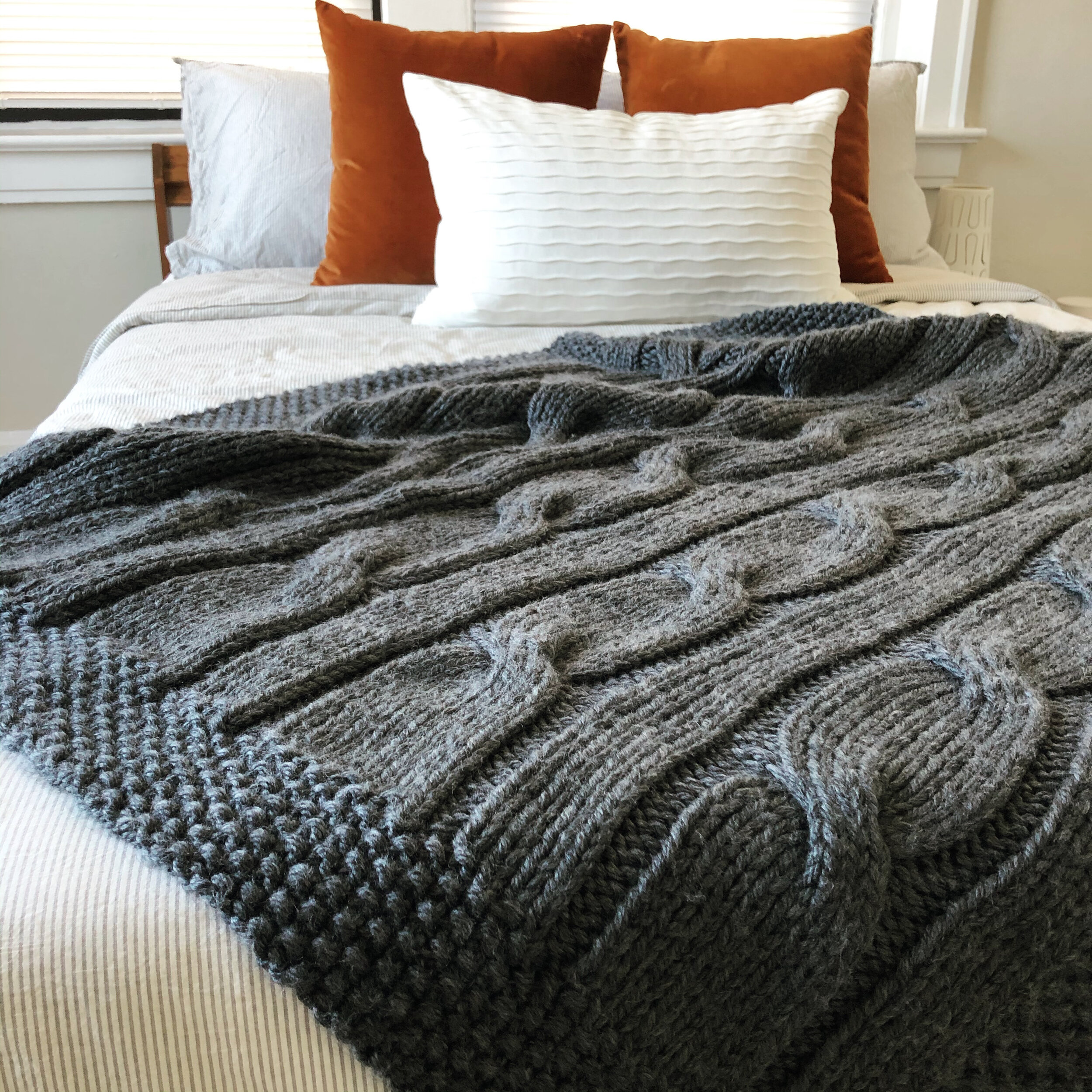 Cable Blanket Knitting Pattern for Super Bulky Yarn - North of the River  Afghan Throw — Fifty Four Ten Studio