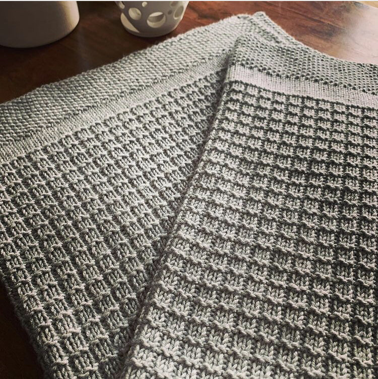 Blanket Knitting Pattern for Worsted Yarn Seed Stitch Border - Making Plans  - Baby Throw Afghan — Fifty Four Ten Studio