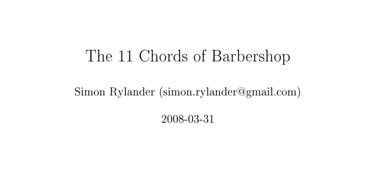 Barbershop Arranging Manual Barbershop Arranging Manual