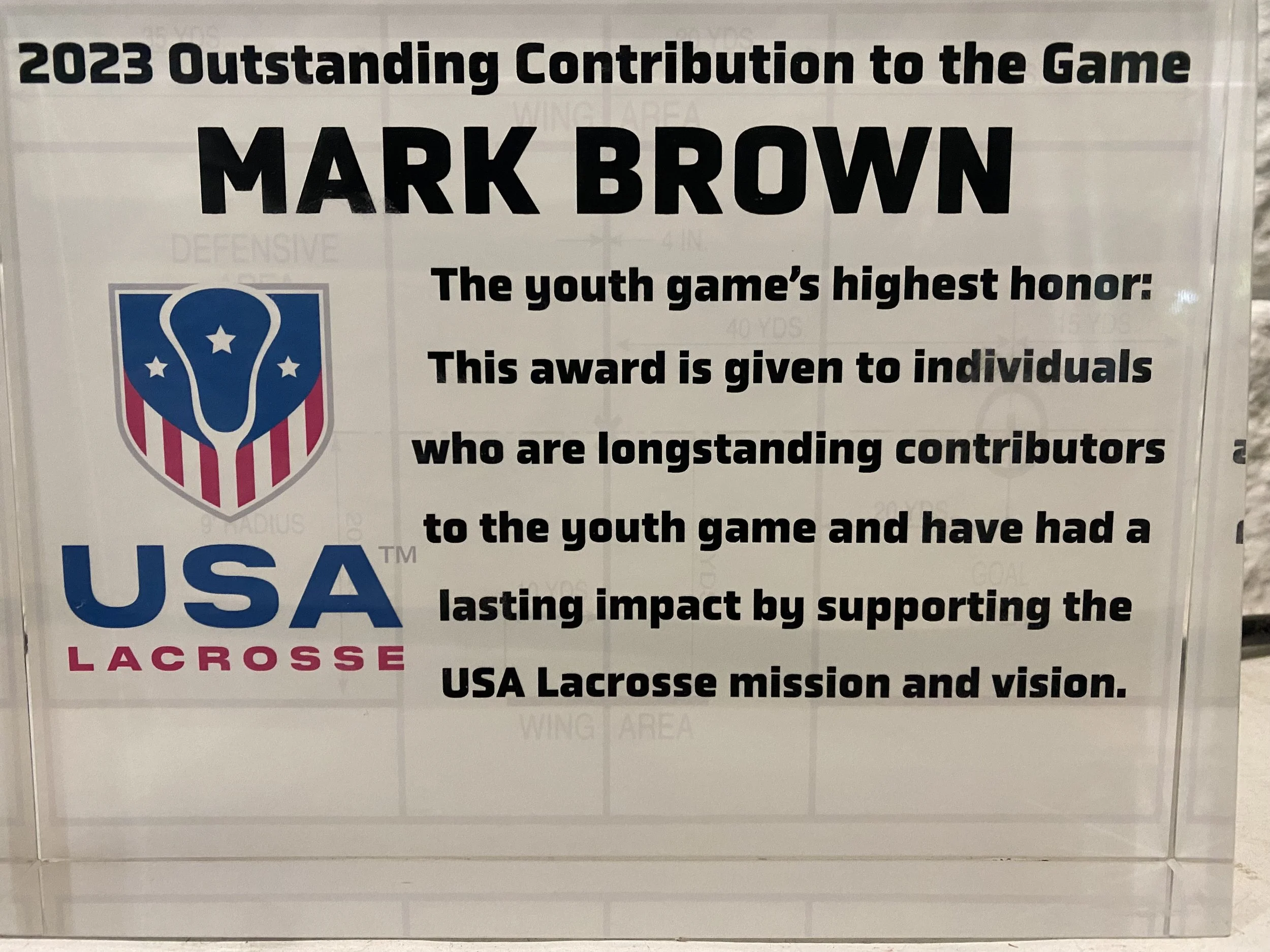 USA Lacrosse Honors Coach Brown with Award