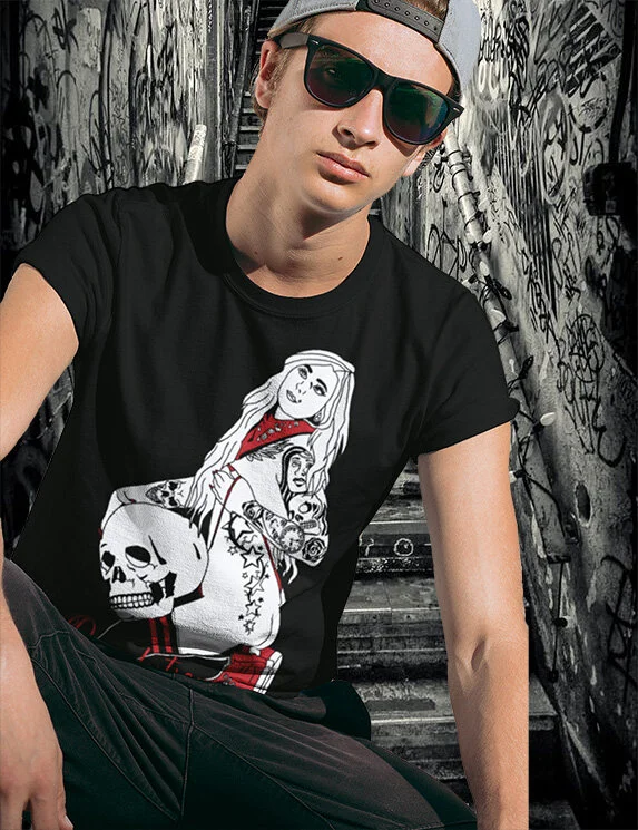 Guy sitting on stairwell wearing till death do us apart T-Shirt at lower manhattan Houston Street New York City July 2020 300 DPI JPEG.jpg